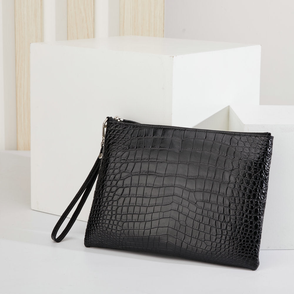 Siamese Crocodile Skin Men's Bag Genuine Leather Business Casual Handbag 