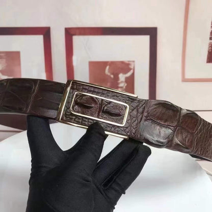 Men's Belt Nile Big Bone Crocodile Spine Genuine Leather Smooth Buckle Business Casual High Quality Men's Belt 