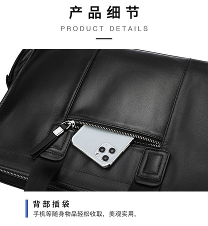 Men's handbag, genuine cowhide leather, computer bag, business large-capacity briefcase 