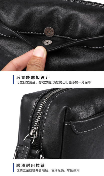 Men's Shoulder Bag Sports Bag Made of Genuine Cowhide Leather Casual Crossbody Bag for Men 