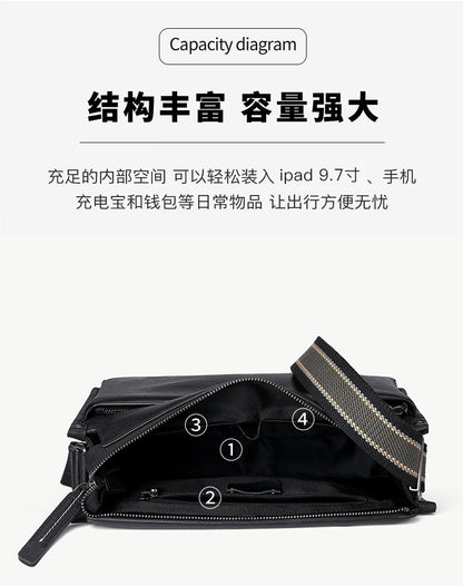 Men's Shoulder Bag Cowhide Genuine Leather Fashion Casual Commuting Crossbody Bag for Men 