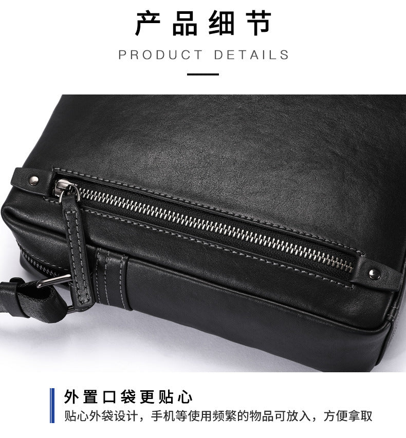 Men's Shoulder Bag Sports Bag Made of Genuine Cowhide Leather Casual Crossbody Bag for Men 