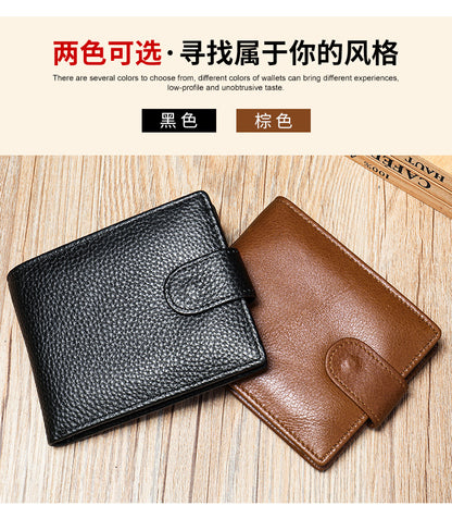 Men's Wallet RFID Genuine Cowhide Leather Card Holder Coin Casual Retro Large Capacity Clutch Bag 