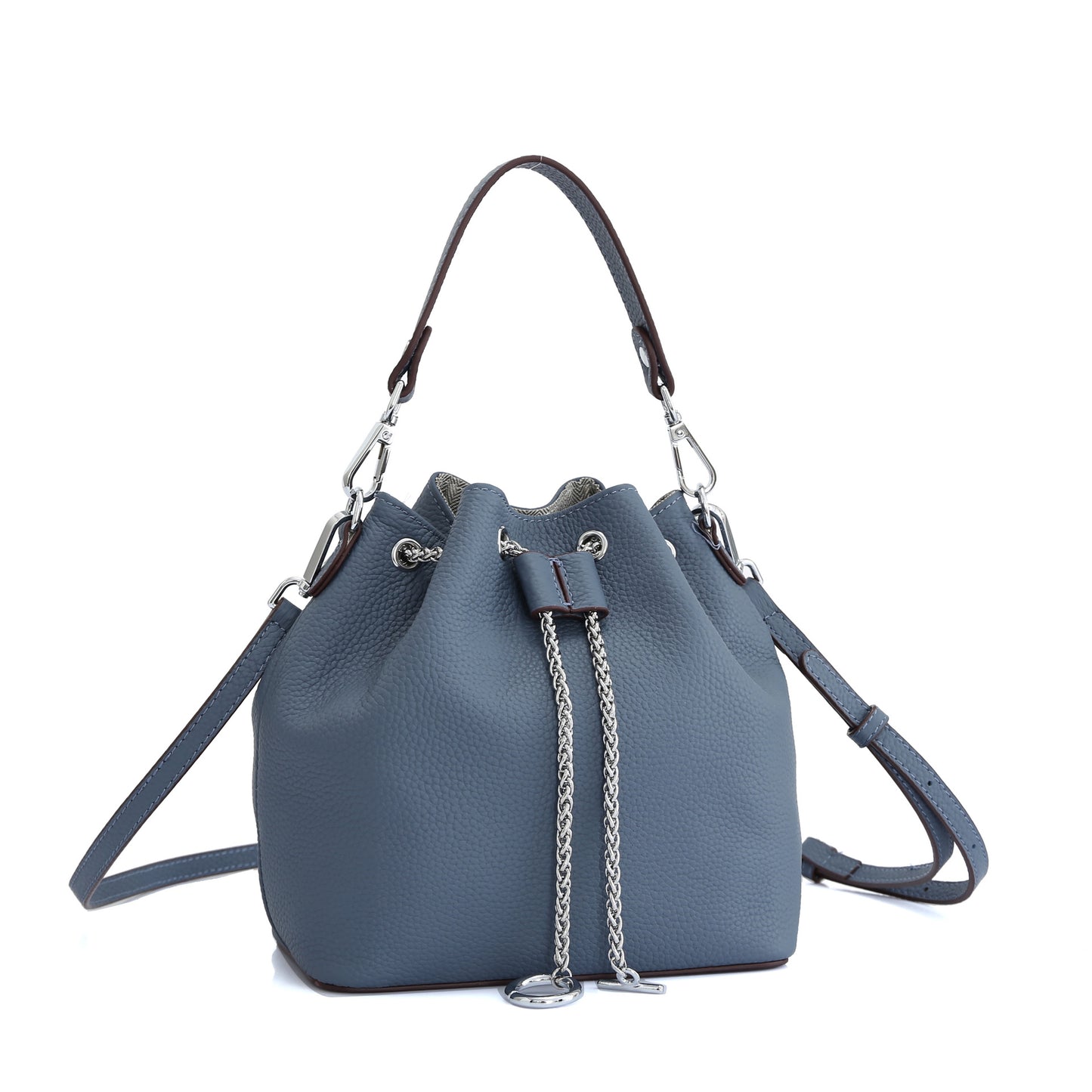 Cowhide Casual Bucket Bag Genuine Leather Women's Bag Band Genuine Shoulder Bags Shoulder Bag