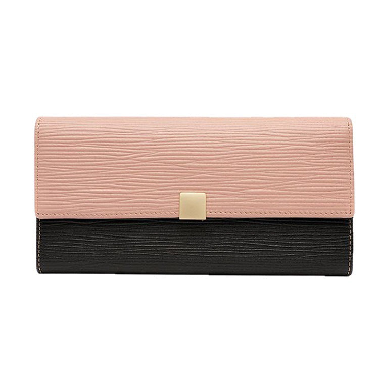 Women's genuine leather long wallet cowhide wallet ripple clutch bag fashion wallet