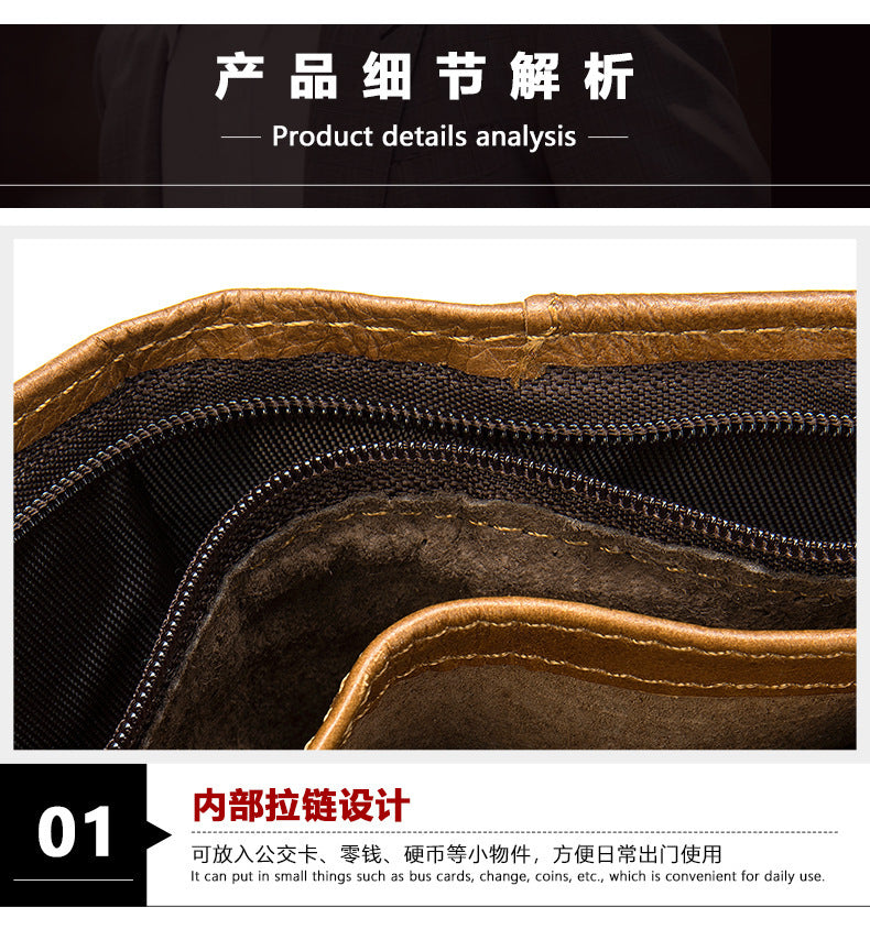 Men's Short Wallet Business Genuine Cowhide Leather Coin Purse Card Bag Men's Wallet 