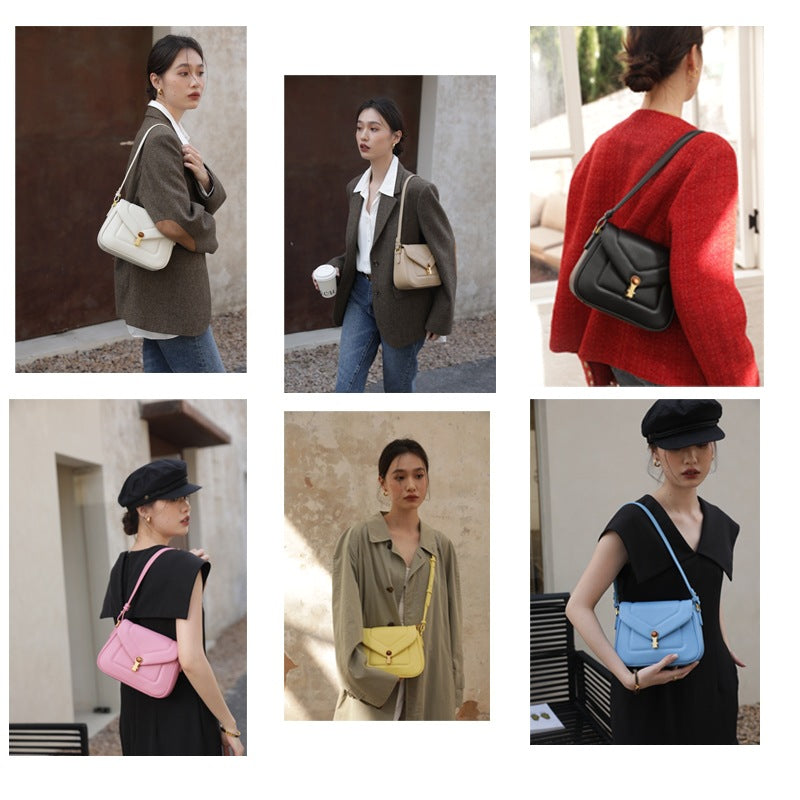 Underarm bag ladies genuine leather shoulder bag cowhide crossbody bag fashion goes with anything