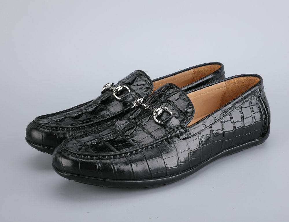Men's Leather Shoes Crocodile Skin Genuine Leather Moccasins Handmade Casual Men's Shoes