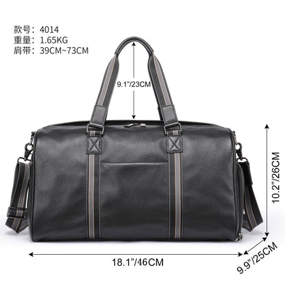 Men's travel bag Dry and wet separation cowhide genuine leather short distance business trip handbag handbag fitness travel bag large capacity men's luggage bag 