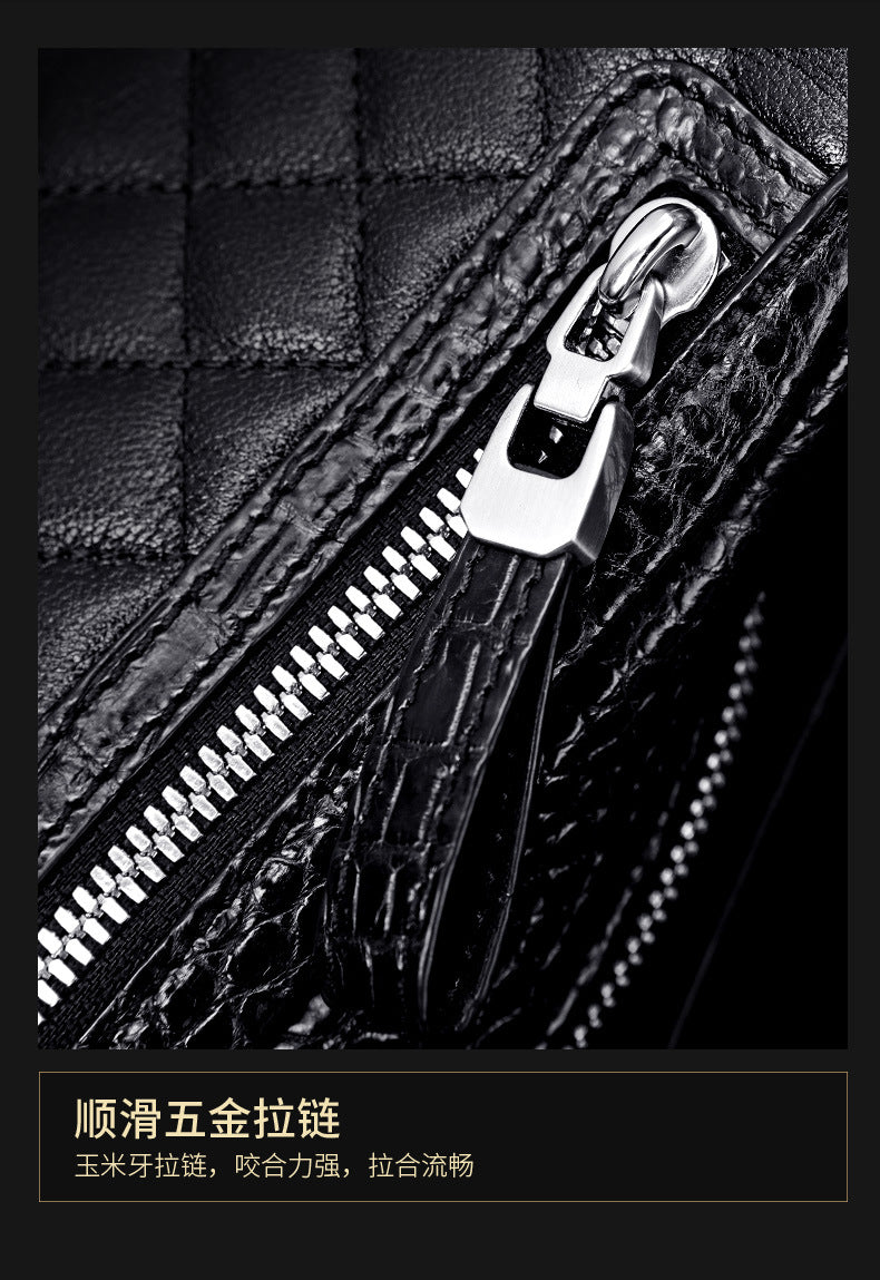 Crocodile bone skin bust bag genuine leather men's bag casual luxury crossbody bag 
