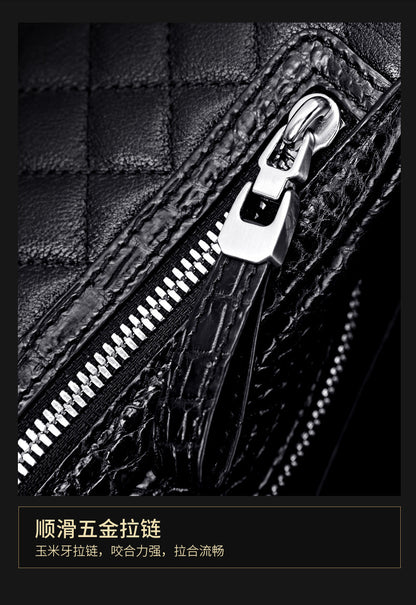 Crocodile bone skin bust bag genuine leather men's bag casual luxury crossbody bag 
