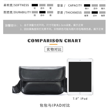 Men's Shoulder Bag Genuine Cowhide Leather Simple Fashion Men's Crossbody Bag 