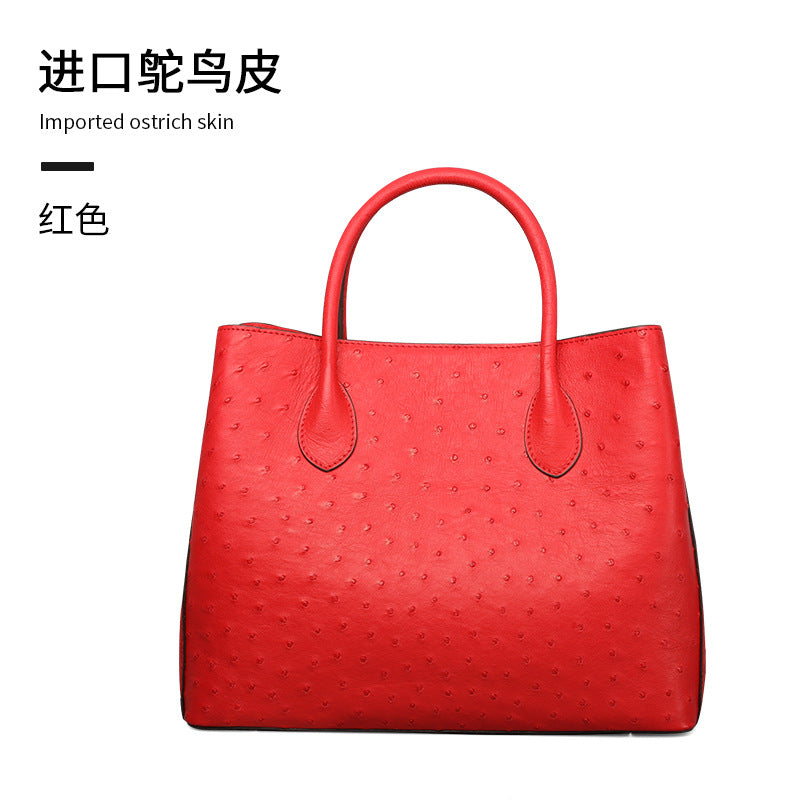 Ostrich leather women's bag genuine leather bag fashion trend large capacity leather tote bag