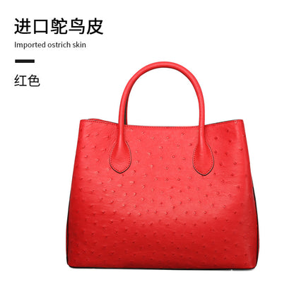 Ostrich leather women's bag genuine leather bag fashion trend large capacity leather tote bag