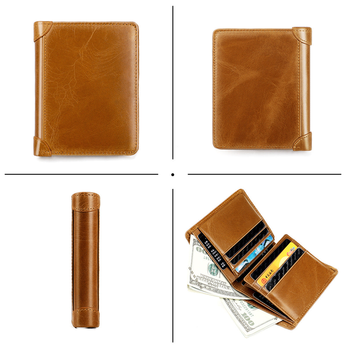 Men's wallet genuine cowhide leather RFID anti-theft brush large capacity multi-functional men's wallet 