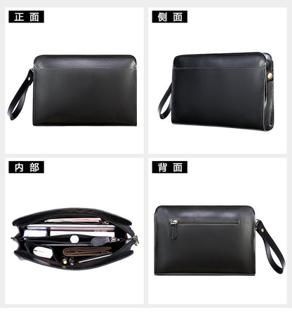 Men's Clutch Bag Cow Leather Crazy Horse Vintage Men's Handbag 
