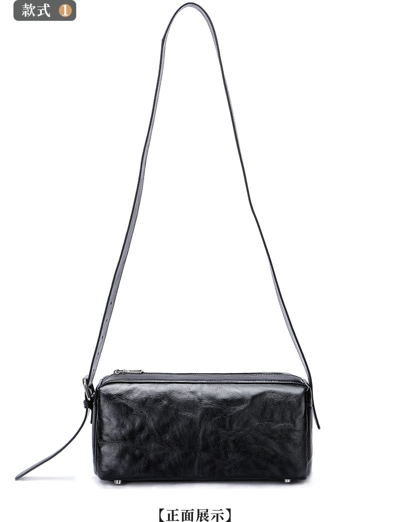 Men's Shoulder Bag Made of Genuine Cowskin Leather with Hand-held Crest High Quality Luxury Fashion Crossbody Bag for Men 