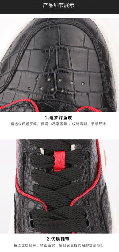 Men's Casual Shoes Crocodile Skin Genuine Leather Fashion Wear-resistant Men's Shoes 