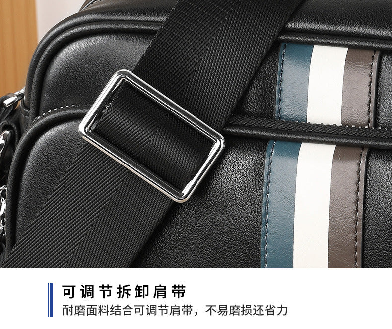Men's shoulder bag, genuine cowhide leather, business fashion, large capacity, crossbody bag 