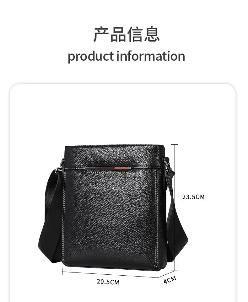 Men's Shoulder Bag Genuine Cowhide Leather Korean Fashion Business Casual Crossbody Bag for Men 