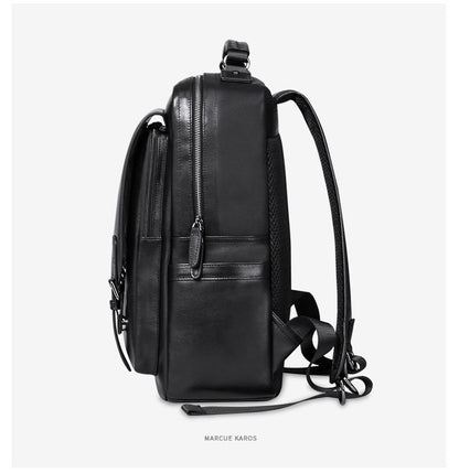 Men's backpack, genuine cowhide leather, casual business, travel fashion, waterproof, large capacity, double shoulder backpack 