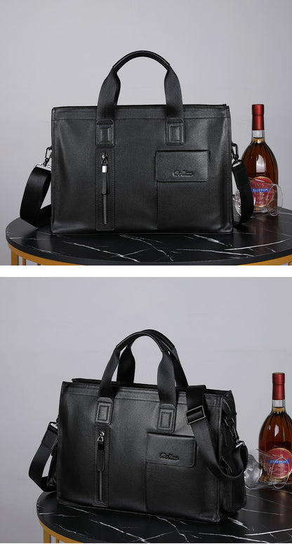 Men's handbag, genuine cowhide leather, computer bag, business large-capacity briefcase 