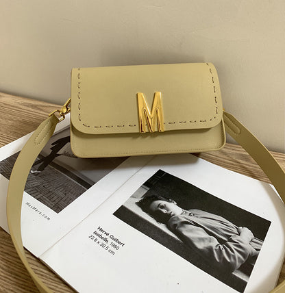 Women's genuine leather bag, cowhide wide shoulder bag, diagonal bag, goes with anything, fashion