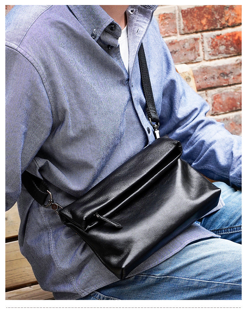 Men's Shoulder Bag Genuine Cowhide Leather Fashion Sports Crossbody Bag for Men 