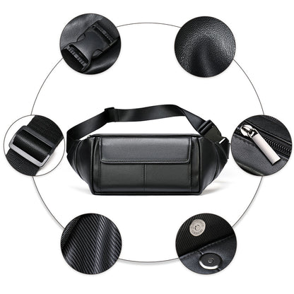 Men's Bust Bag Sheepskin Genuine Leather Sports Multifunctional Men's Waist Bag 