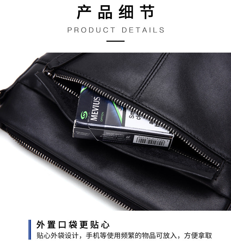 Men's Shoulder Bag Genuine Cow Leather Business Casual Korean Fashion Crossbody Bag for Men 