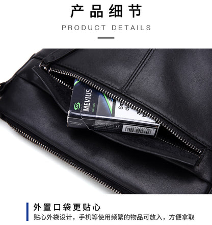Men's Shoulder Bag Genuine Cow Leather Business Casual Korean Fashion Crossbody Bag for Men 