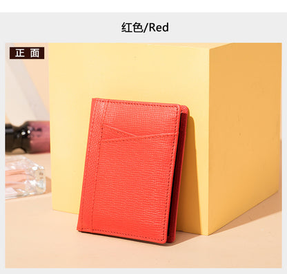 Men's Card Bag Cow Leather Thin Simple Card Holder RFID Card Clip for Men 
