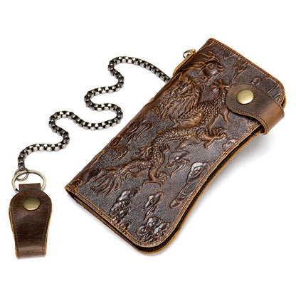 Men's Wallet Cow Leather Fashion Personality Zipper Clutch Bag Men's Card Bag Handbag 