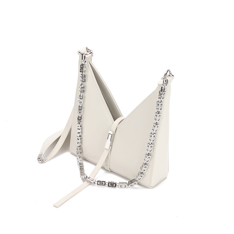 V-shaped chain bag armpit bag genuine leather shoulder bag fashionable women's bag