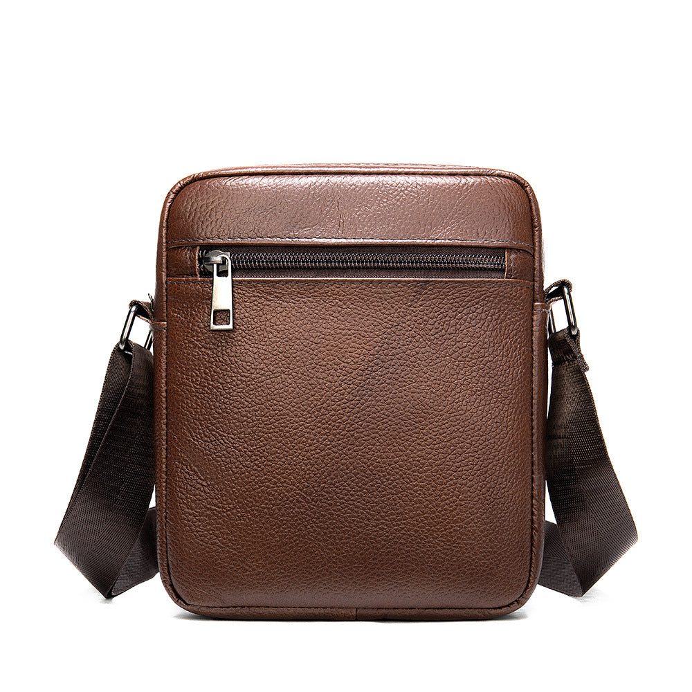 Men's shoulder bag Genuine cowhide leather business commuter lychee pattern crossbody bag for men 