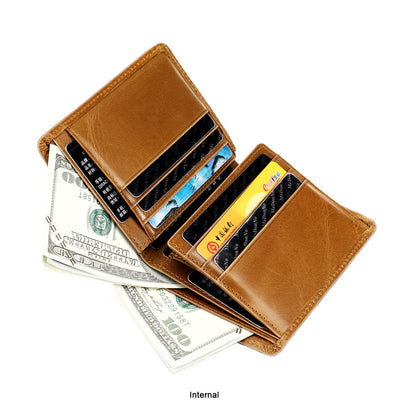 Men's wallet genuine cowhide leather RFID anti-theft brush large capacity multi-functional men's wallet 