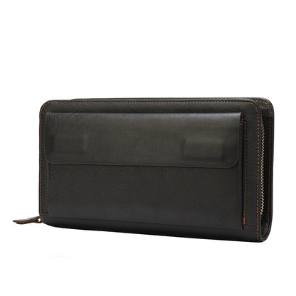 Men's Clutch Bag Genuine Cowhide Leather Wallet Card Holder Business Large Capacity Long Wallet Men's Handbag 
