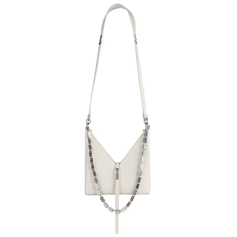V-shaped chain bag armpit bag genuine leather shoulder bag fashionable women's bag