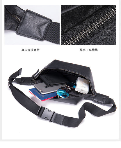 Men's bust bag Genuine cowhide leather casual sports crossbody bag for men Shoulder bag 