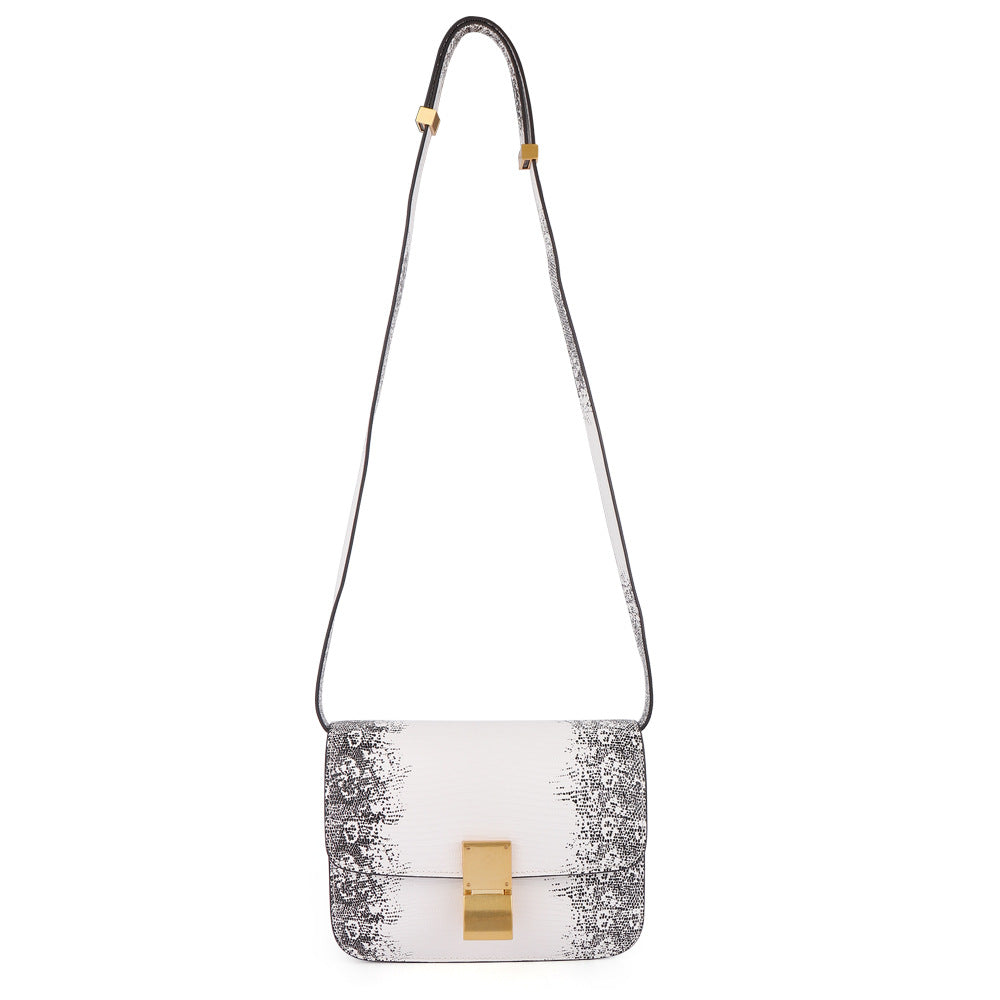 Cowhide lizard pattern tofu wrapped genuine leather cowhide women wrapped street trend crossbody bag trendy fashion