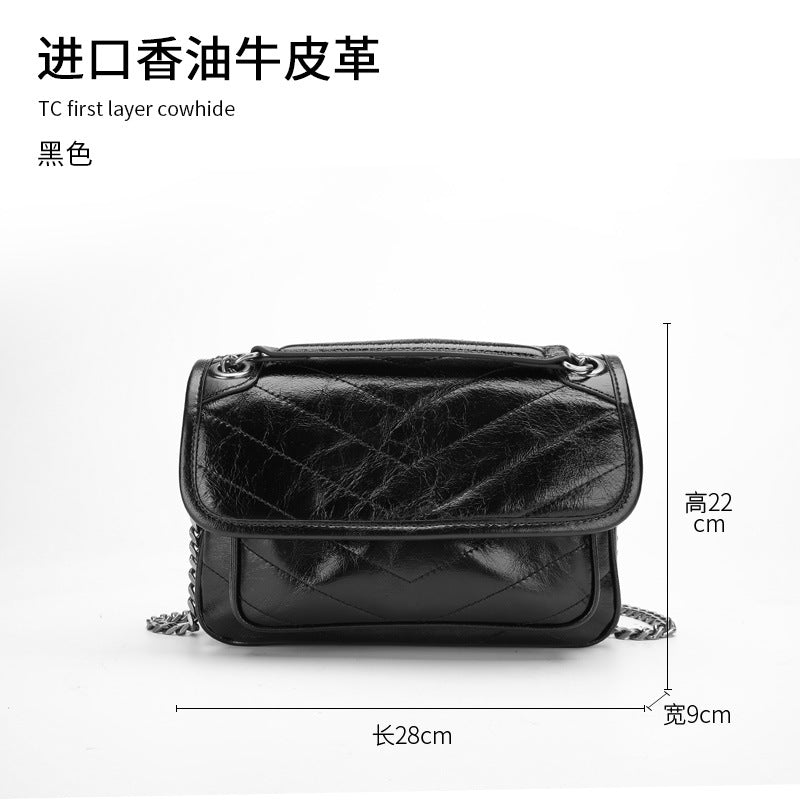 Big Chain Bag Cowhide Women Bag Genuine Leather Bag Fashion Trend Shoulder Bag Female Messenger Bag