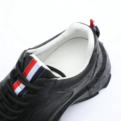 Ostrich leather genuine leather men's sneakers fashion casual shoes in-heel men's shoes 