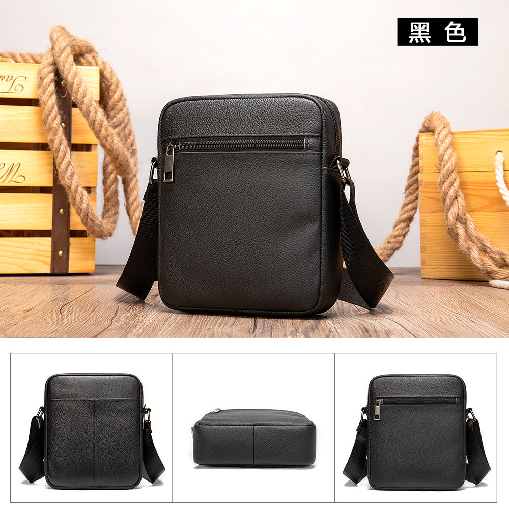 Men's shoulder bag Genuine cowhide leather business commuter lychee pattern crossbody bag for men 