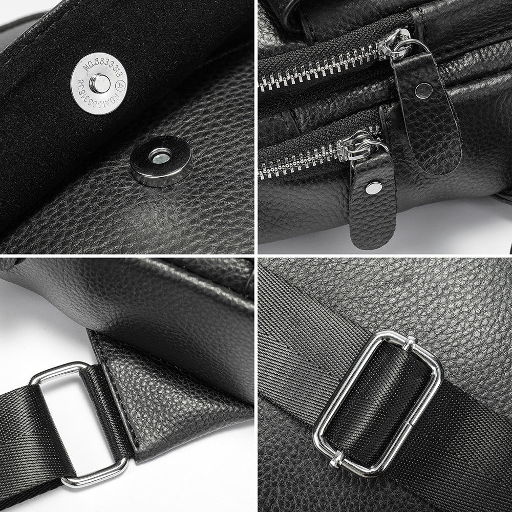 Men's Bust Bag Cowskin Genuine Leather Outer Multifunctional Fashion Casual Sports Men Bag 