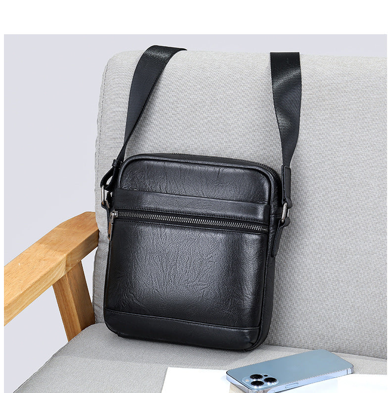 Men's shoulder bag, genuine cowhide leather, business commuting style, crossbody bag for men 