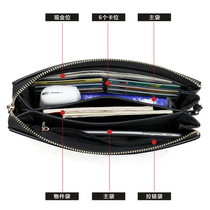 Men's Long Wallet Sheepskin Large Capacity Clutch Bag Business Wrist Bag Men's Wallet 
