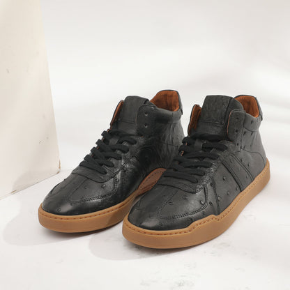 Ostrich skin genuine leather men's shoes fashion casual short boots 