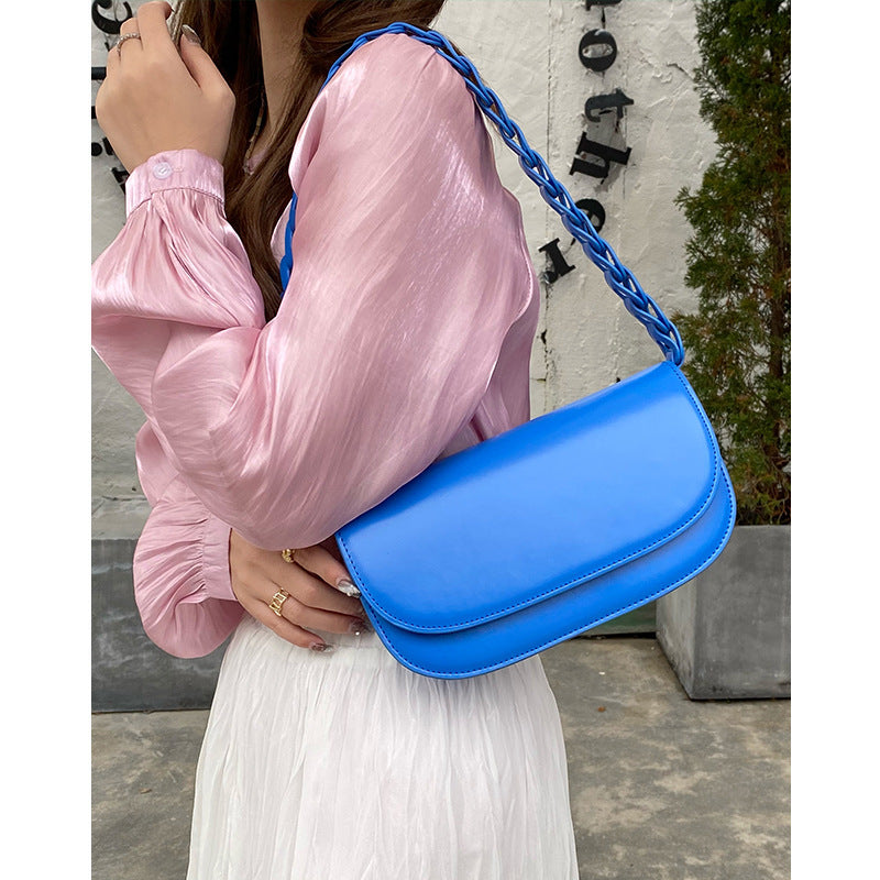 Stylish woven genuine leather women's bag armpit bag cowhide shoulder bag crossbody bag women