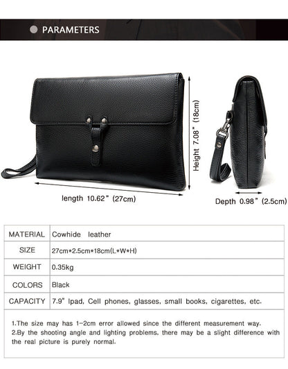 Men's Clutch Bag Cowskin Business Large Capacity Handbag for Men 