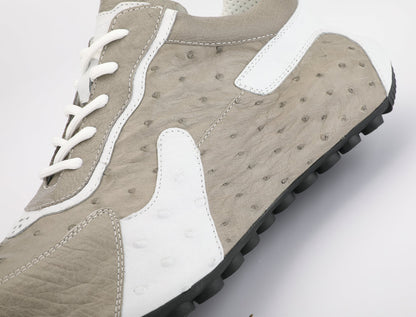 Men's Shoes Made of Ostrich Skin Genuine Leather Men's Shoes In-Heel Anti-Slip Fashion Casual Sneakers 